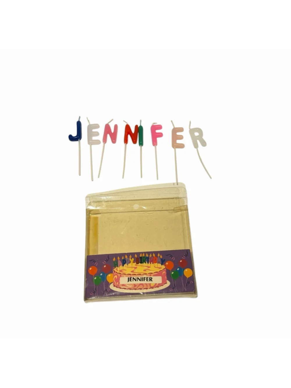Swibco Vintage Jennifer Happy Birthday Letter Candles Name Cake Candles NOS 8 Pc